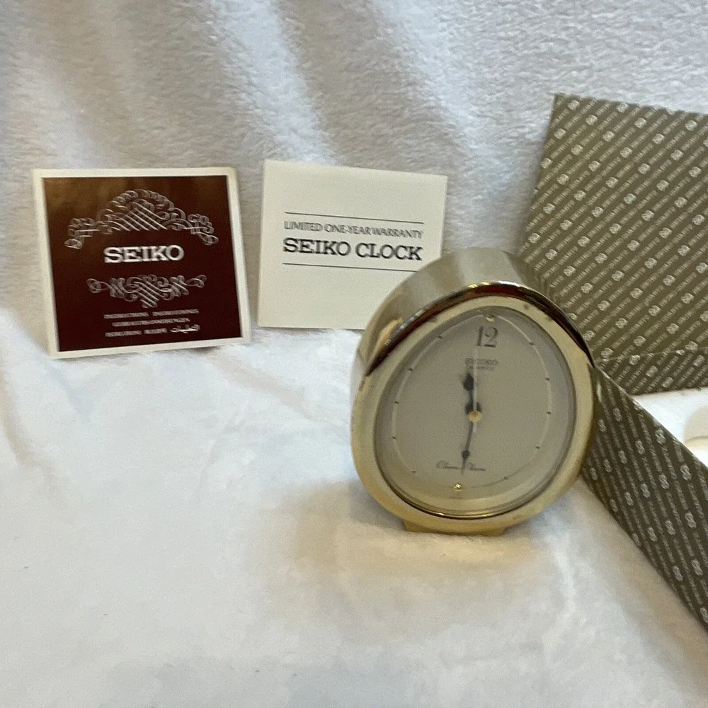 FOR PARTS Vintage Seiko Quartz‎ Chime Alarm Clock Gold Tone